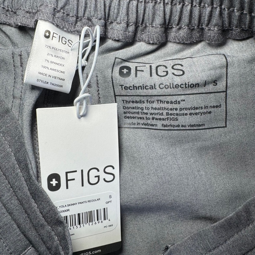 NWT FIGS Yola Skinny Scrub Pants Graphite Gray Women Small TW2000R Nursing - Picture 2 of 4